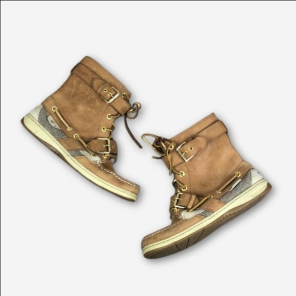 Sperry Top Sider Tan and Gold High Tops (6) - Picture 1 of 7